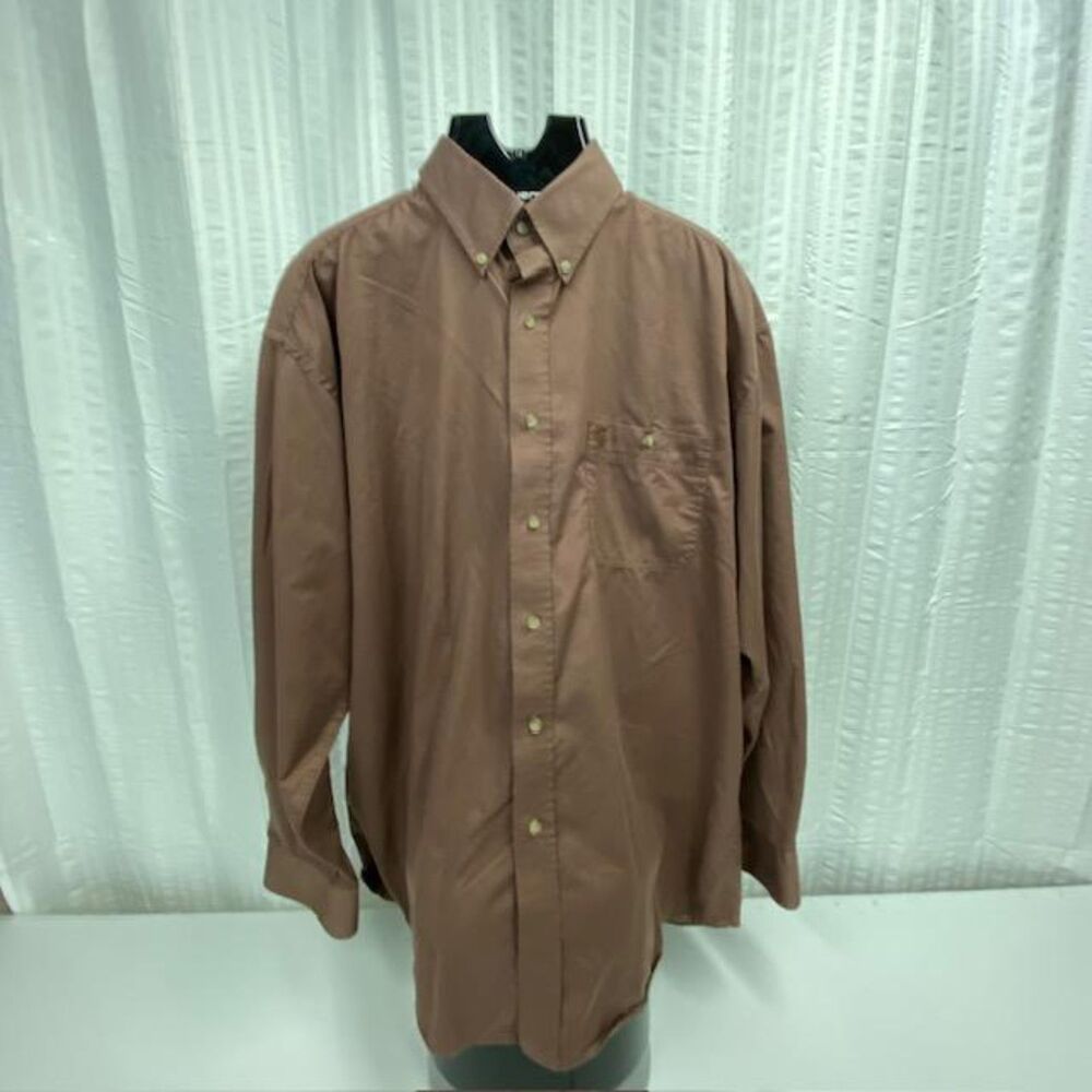 Wrangler George Strait Cowboy Cut Shirt Mens XL Brown 100% Cotton Western